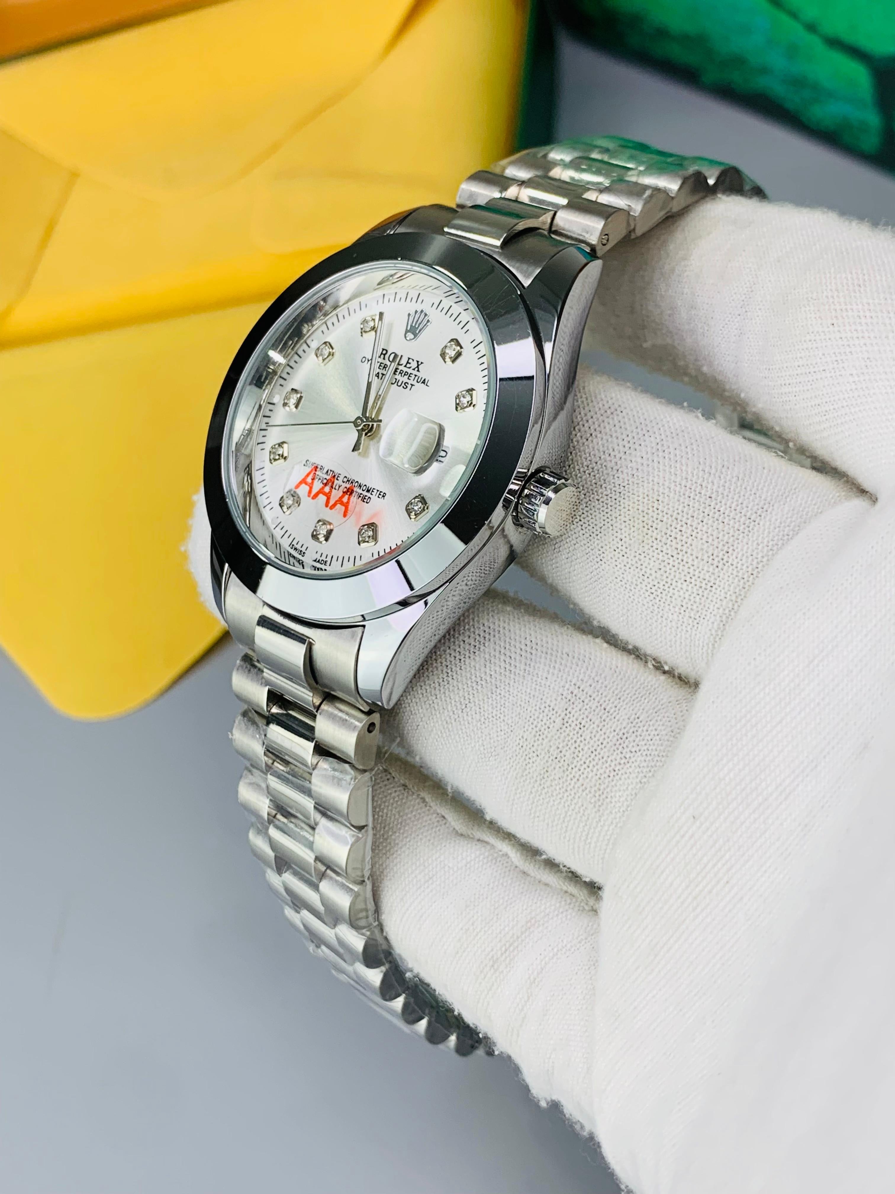 Silver White Stone Model With Date Function