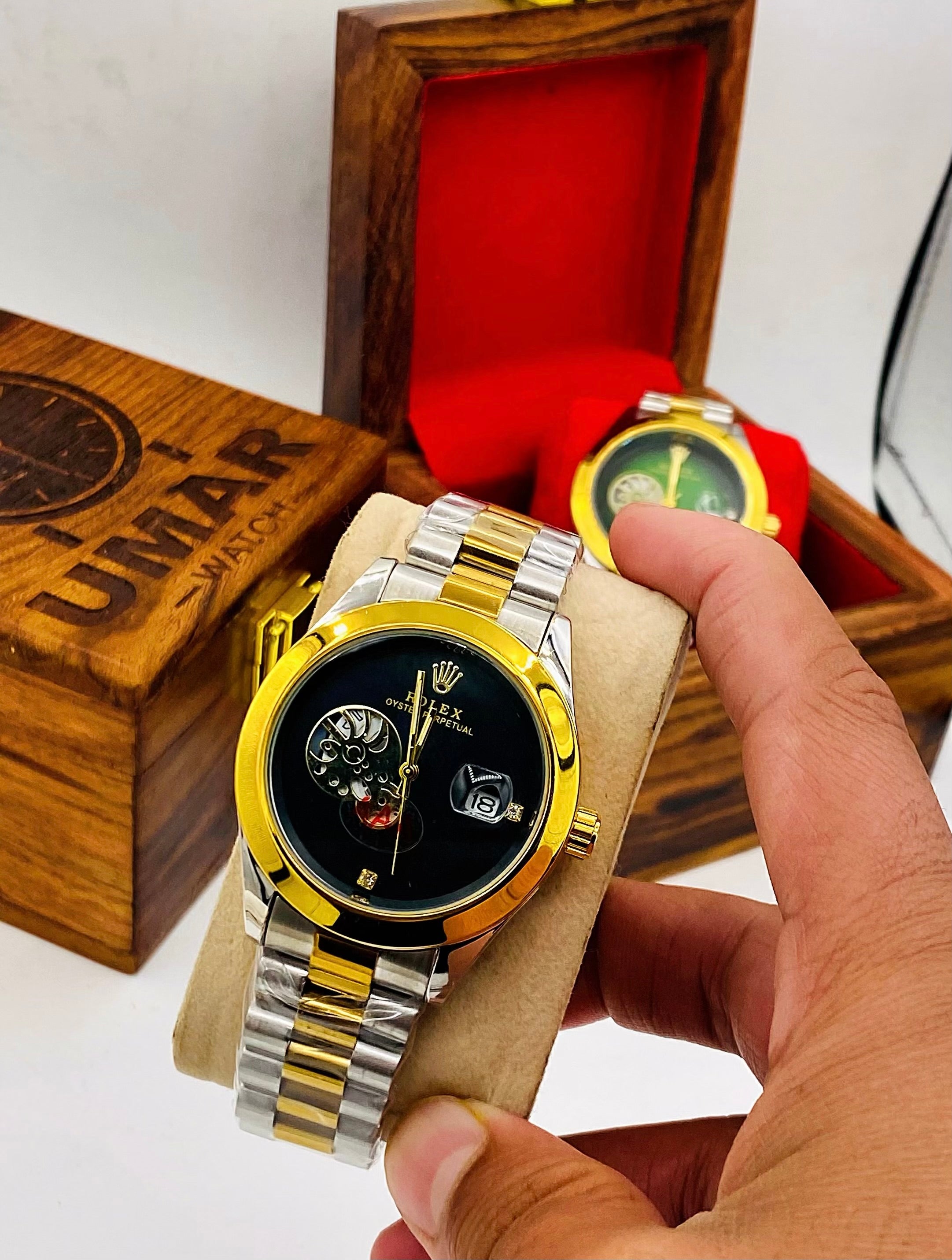 Tow Tone Black New Model With Date Function