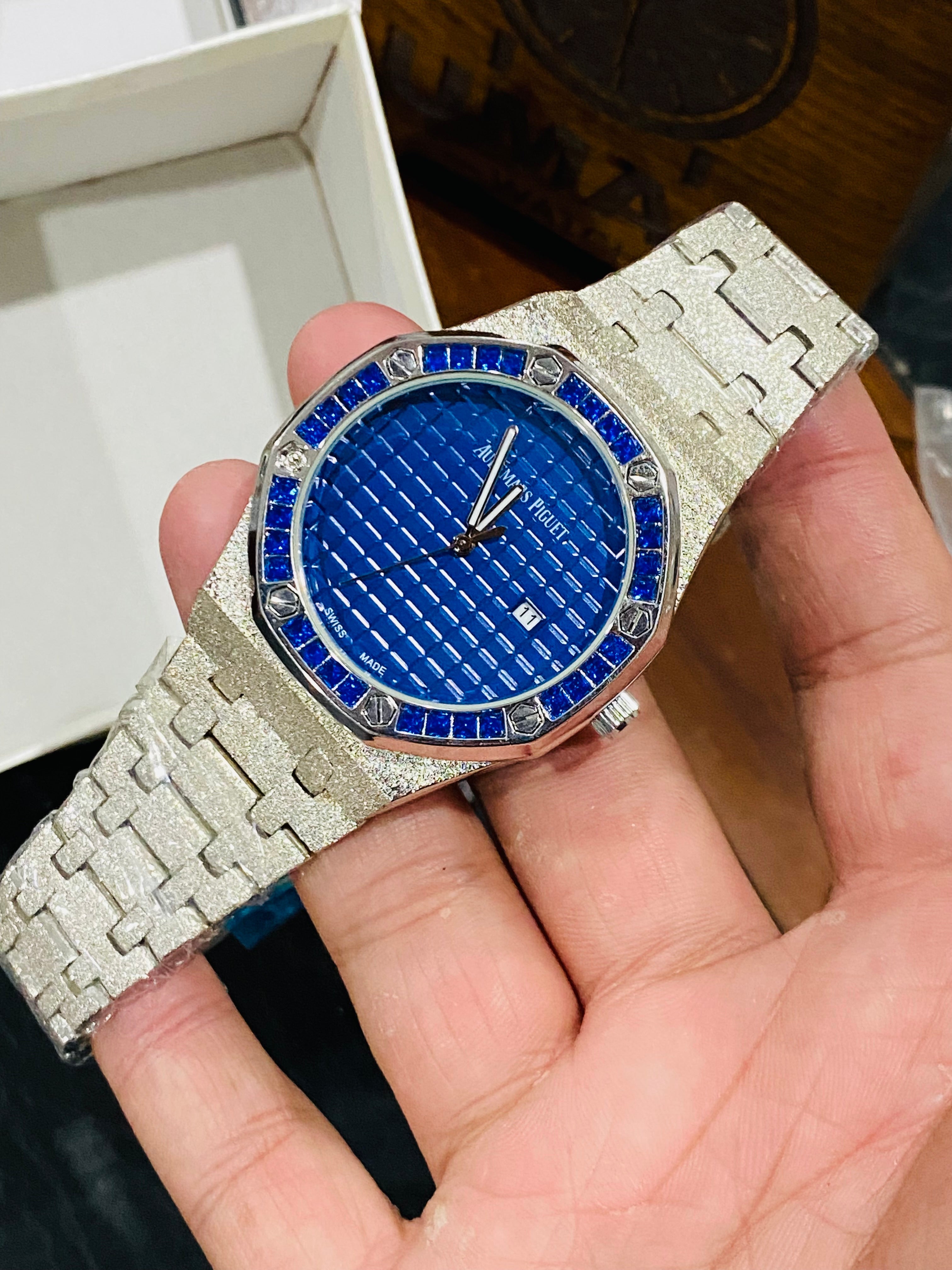 AP Stone Model Silver Blue With Date Function