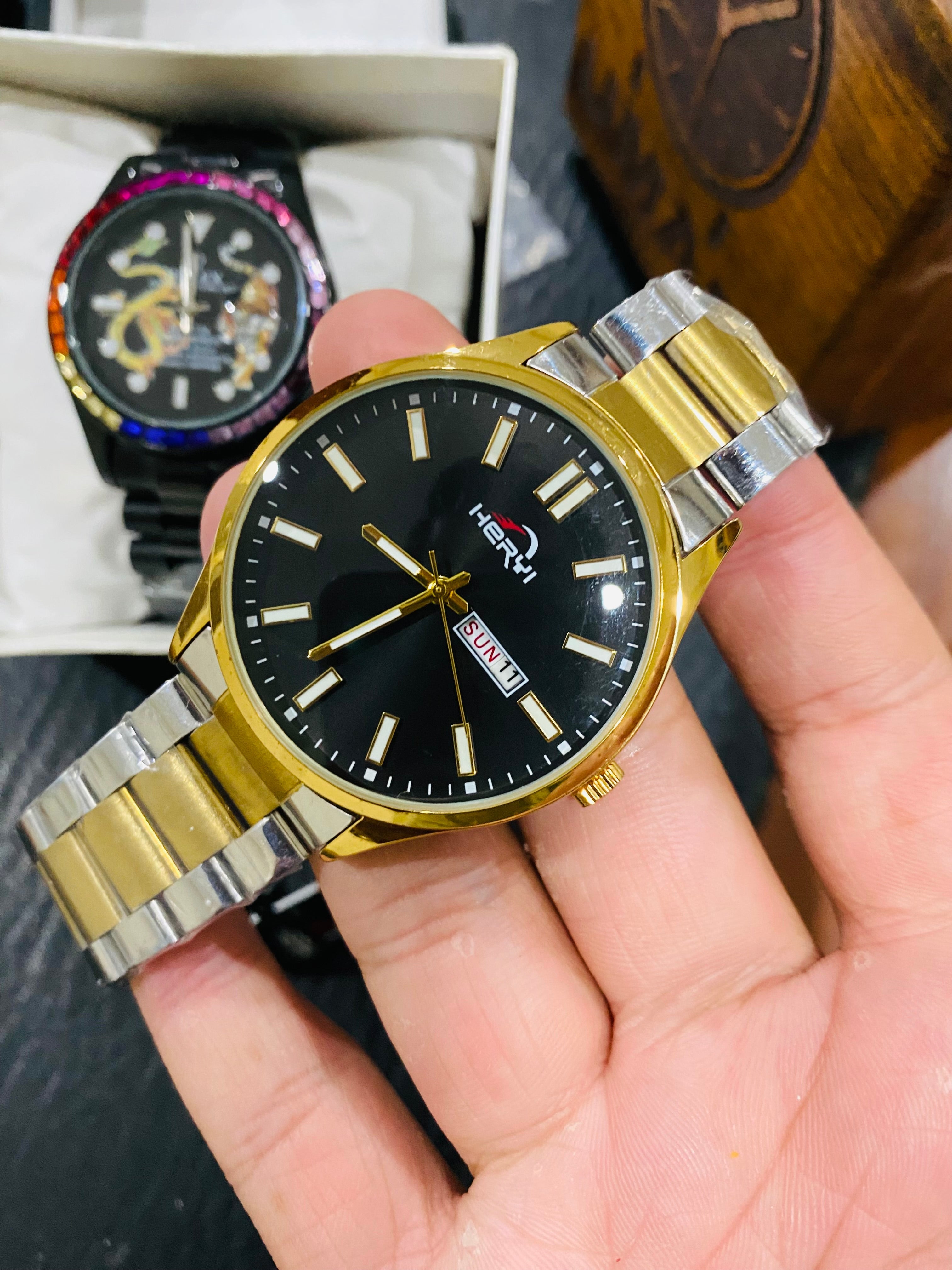 Tow Tone Black Model With Day Date Function