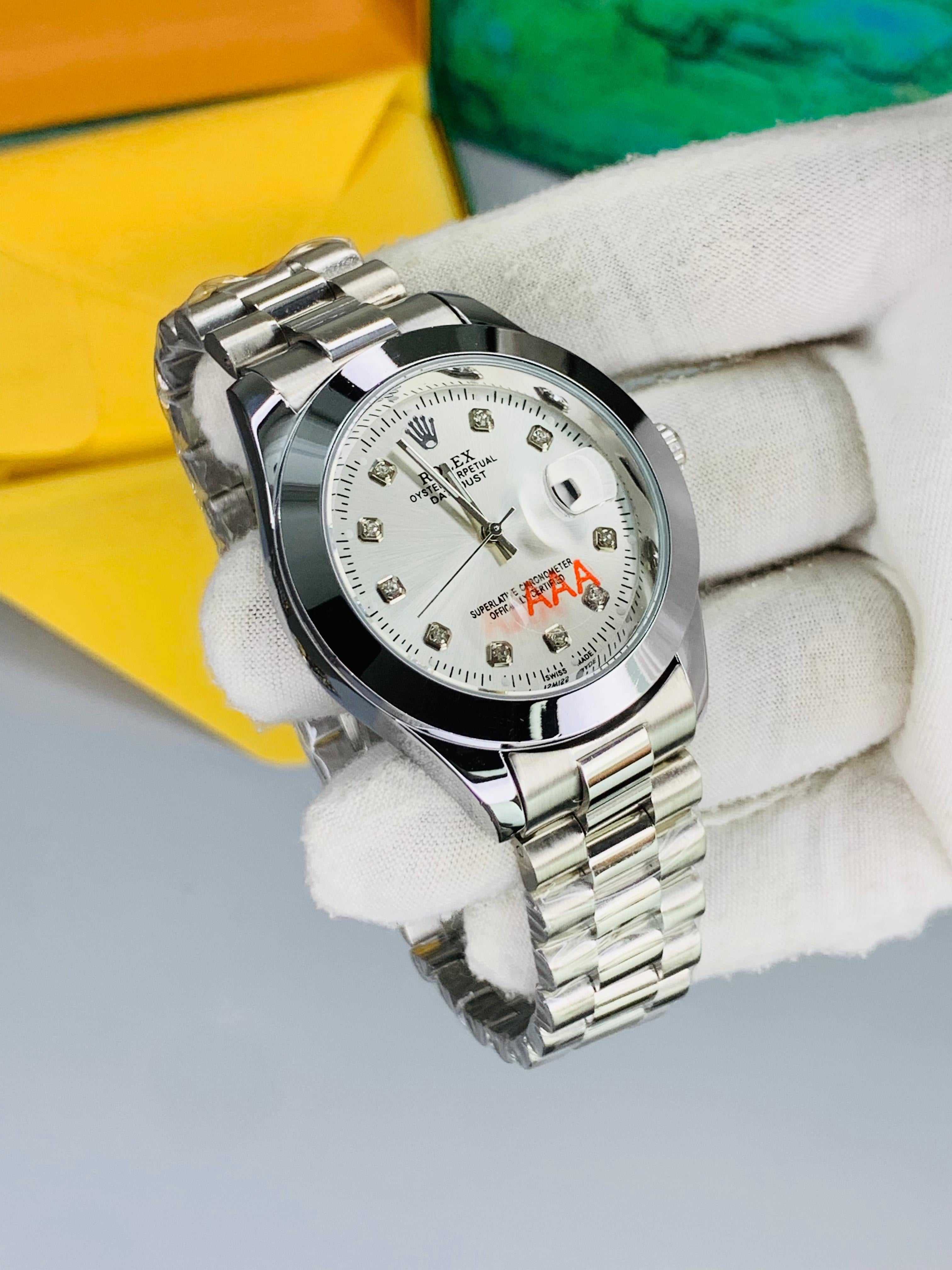 Silver White Stone Model With Date Function